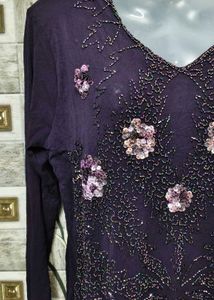 Y2K Elegant Embellished Purple Top