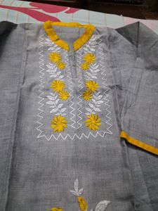 Grey Embroidered Kurta