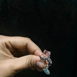 Pure 925 Silver Elegan Pink Stone Ring