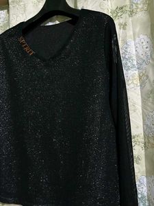 Sparkly Black Long Sleeve Top