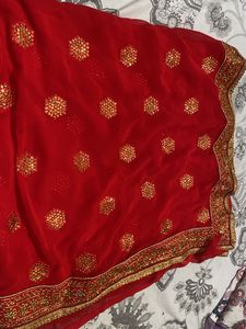 Red & Gold Embellished Saree