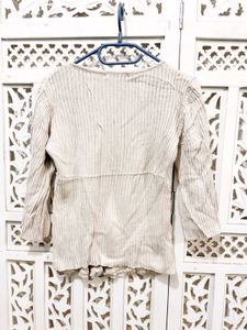 🎀Imported Beige Knit Top Bell Sleeves A