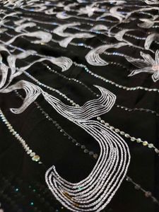 Elegant Black Embellished Saree With Blouse 🔥