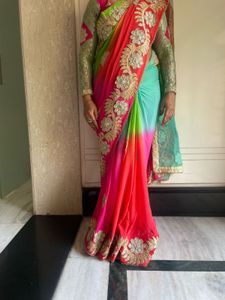 Multi Coloursaree With Long Sleeves Blouse