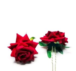 Red Rose Hair Pins (Set of 2)