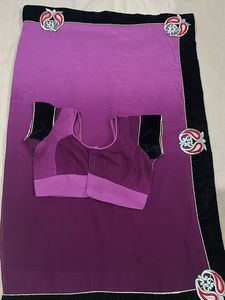 Ombre Purple Saree with Embroidered Border