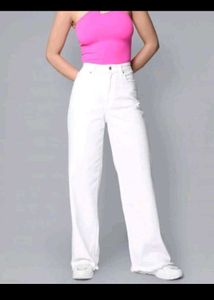 (With Tag) White Straight Jeans For Women