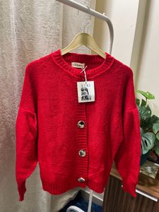 Red Knit Cardigan