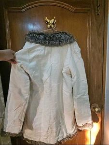Fur Trimmed White Coat