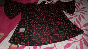 Cherry Print Off-Shoulder Top