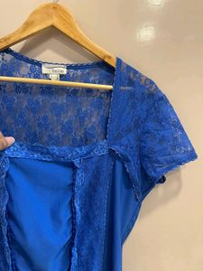 Blue Lace Corset Style Top