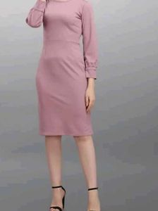 Pink Long Sleeve Bodycon Dress
