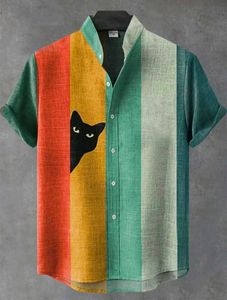 Striped Cat Print Shirt