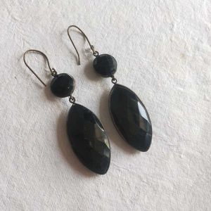 Black Faceted Drop Earrings