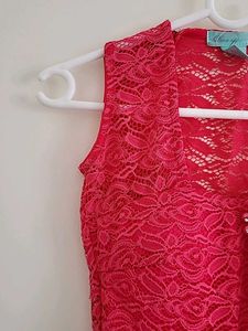 Pink Lace Sleeveless Top