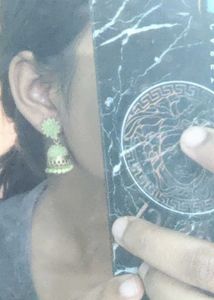 Green Jhumka Earrings