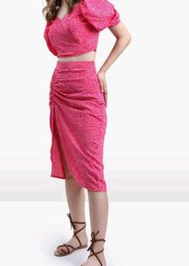 Ketch Pink Puff Sleeve Top and skirt