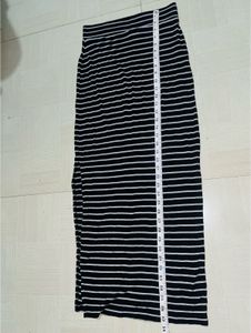 Striped Slit Midi Skirt
