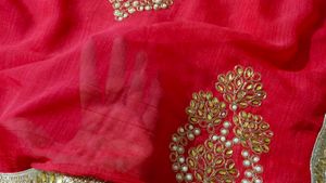 Tomato Pink Saree With Blouse