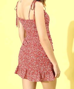 Berrylush Women Red Ruched Dress (XS)