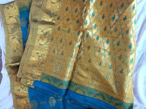 Saree Blue &amp; Gold