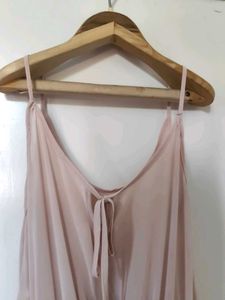 Nude Pleated Mini Dress