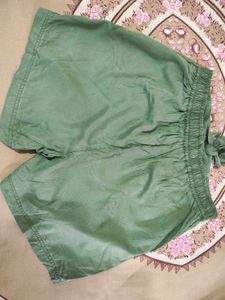 Olive Green Tie-Waist Shorts