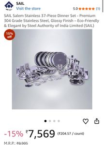 ‼️Salem Stainless Dinner Set - 37 Pieces
