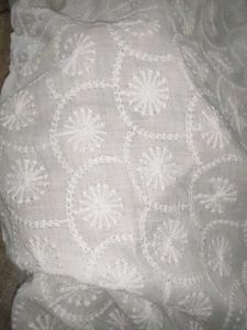 White Chickenkari Short Kurti