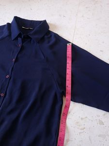 Navy Blue Pleated Blouse