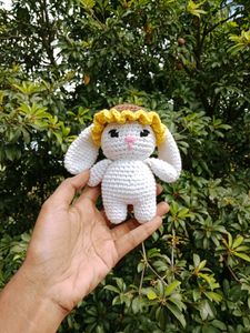 Crochet Bunny With Sunflower Hat