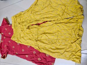 Red &amp; Yellow Embroidered Shrara Set