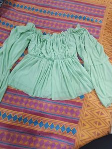 Chic Sea Green Ruffled Top