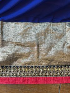 Blue &amp; Gold Sari with Gota Border