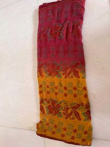 Floral Embroidered Ombre Saree With Blouse