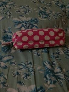 Pouch Pink And White Printed Cloth