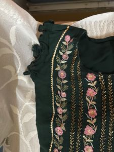 Green Embroidered Kurti With Umbrella Cut Plazo