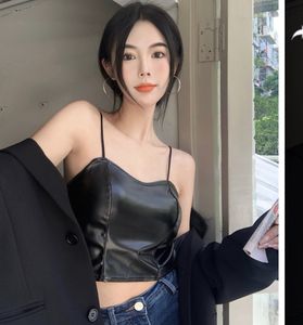 Black Faux Leather Cami