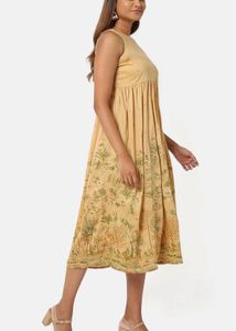 BRAND NEW | Beige Gold  Midi Dress