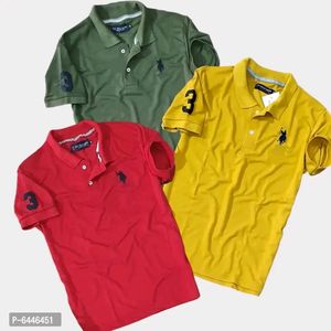 Stunning Matty Cotton Self Pattern Polos For Men- 3 Pieces