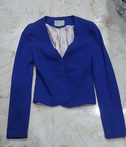 Blue Cotton Blend Summer Jacket