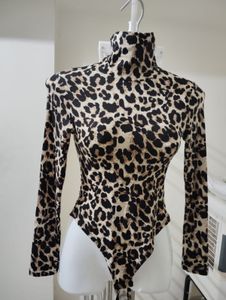 Xs,S- Leopard Print Turtleneck Bodysuit