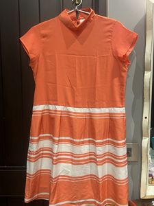 Orange n White Striped Dress 👗 Matching Bag