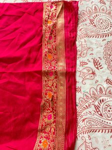 Party Type Yellow And Pink Saree