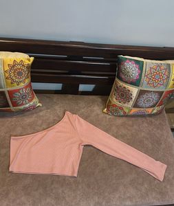 Peach One-Shoulder Top