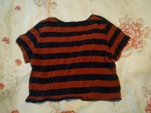 Striped Casual Cropped T-shirt