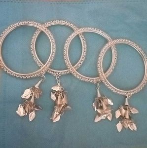 Silver Bangles with Leaf Charms