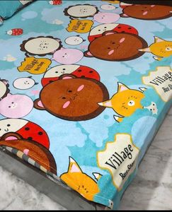 Cyan Color Winter Bedsheet Multi Cartoon 5Ft
