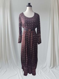Brown Maxi Dress with Long Sleeves