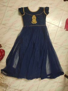 Elegant Blue &amp; Gold Ethnic Gown